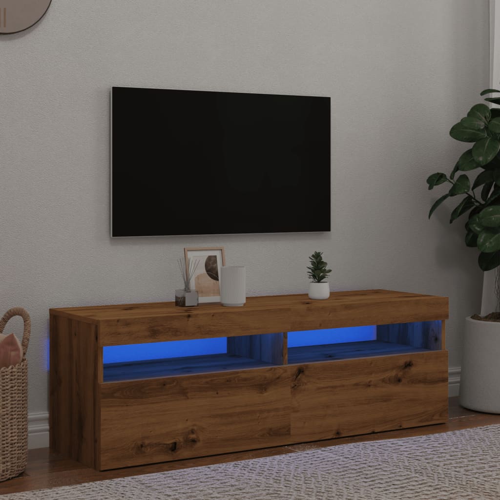 TV-Schrank mit LED Artisan-Eiche 120x35x40 cm Holzwerkstoff