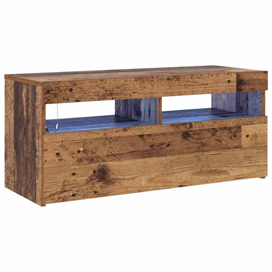 TV-Schrank mit LED-Leuchten Altholz-Optik 90x35x40 cm