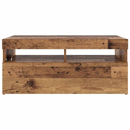 TV-Schrank mit LED-Leuchten Altholz-Optik 90x35x40 cm