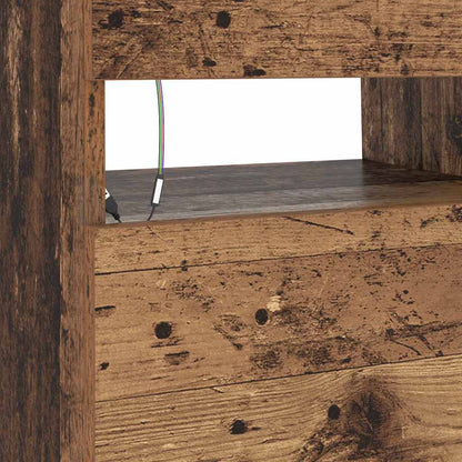 TV-Schrank mit LED-Leuchten Altholz-Optik 90x35x40 cm