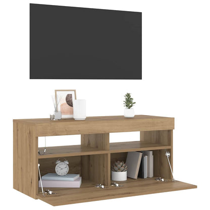 TV-Schrank mit LED-Leuchten Artisan-Eiche 90x35x40 cm
