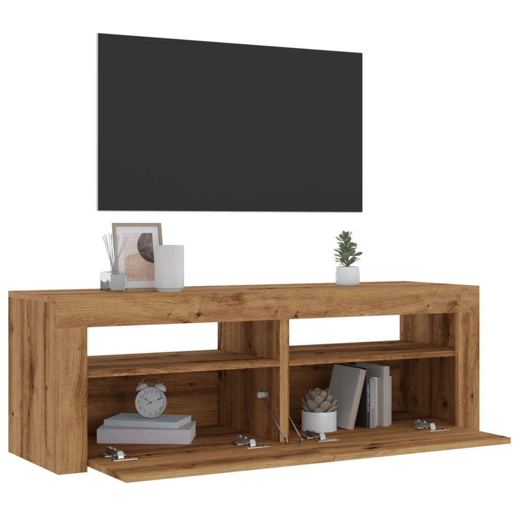 TV-Schrank mit LED Artisan-Eiche 120x35x40 cm Holzwerkstoff