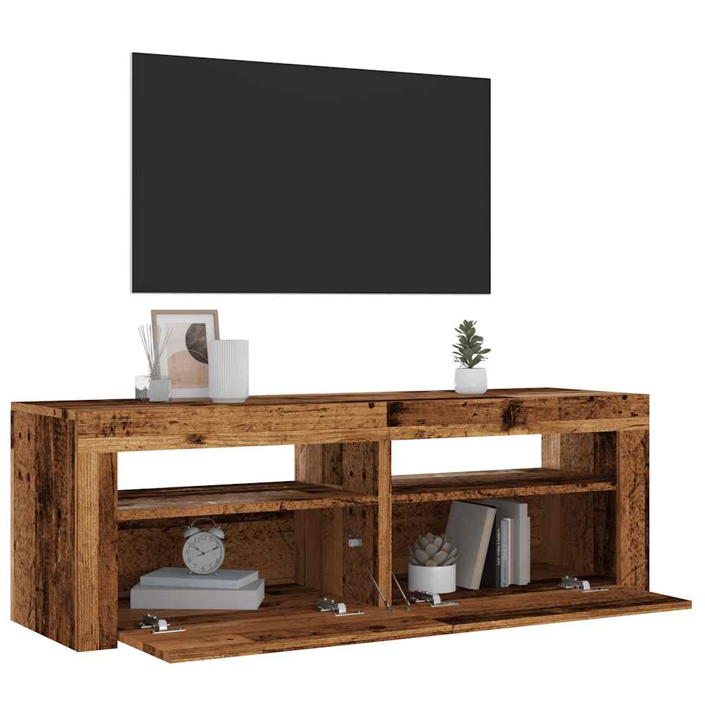 TV-Schrank mit LED Altholz-Optik 120x35x40 cm Holzwerkstoff