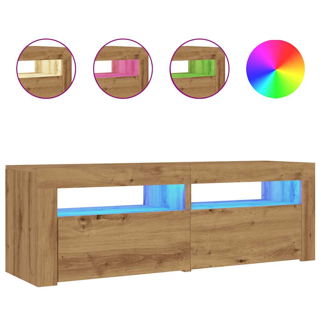 TV-Schrank mit LED Artisan-Eiche 120x35x40 cm Holzwerkstoff