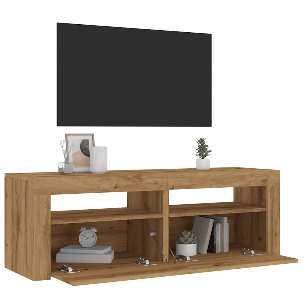 TV-Schrank mit LED Artisan-Eiche 120x35x40 cm Holzwerkstoff