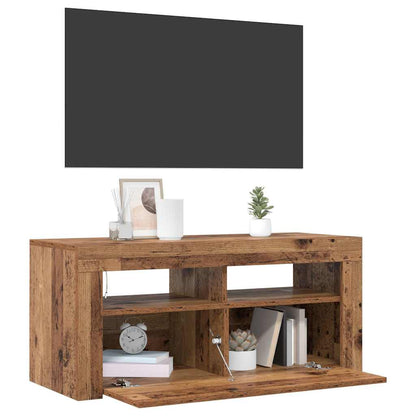 TV-Schrank mit LED-Leuchten Altholz-Optik 90x35x40 cm