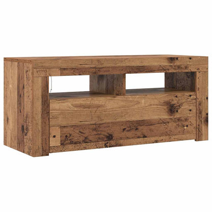 TV-Schrank mit LED-Leuchten Altholz-Optik 90x35x40 cm