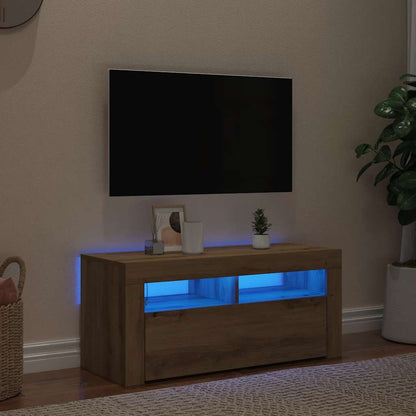 TV-Schrank mit LED-Leuchten Artisan-Eiche 90x35x40 cm
