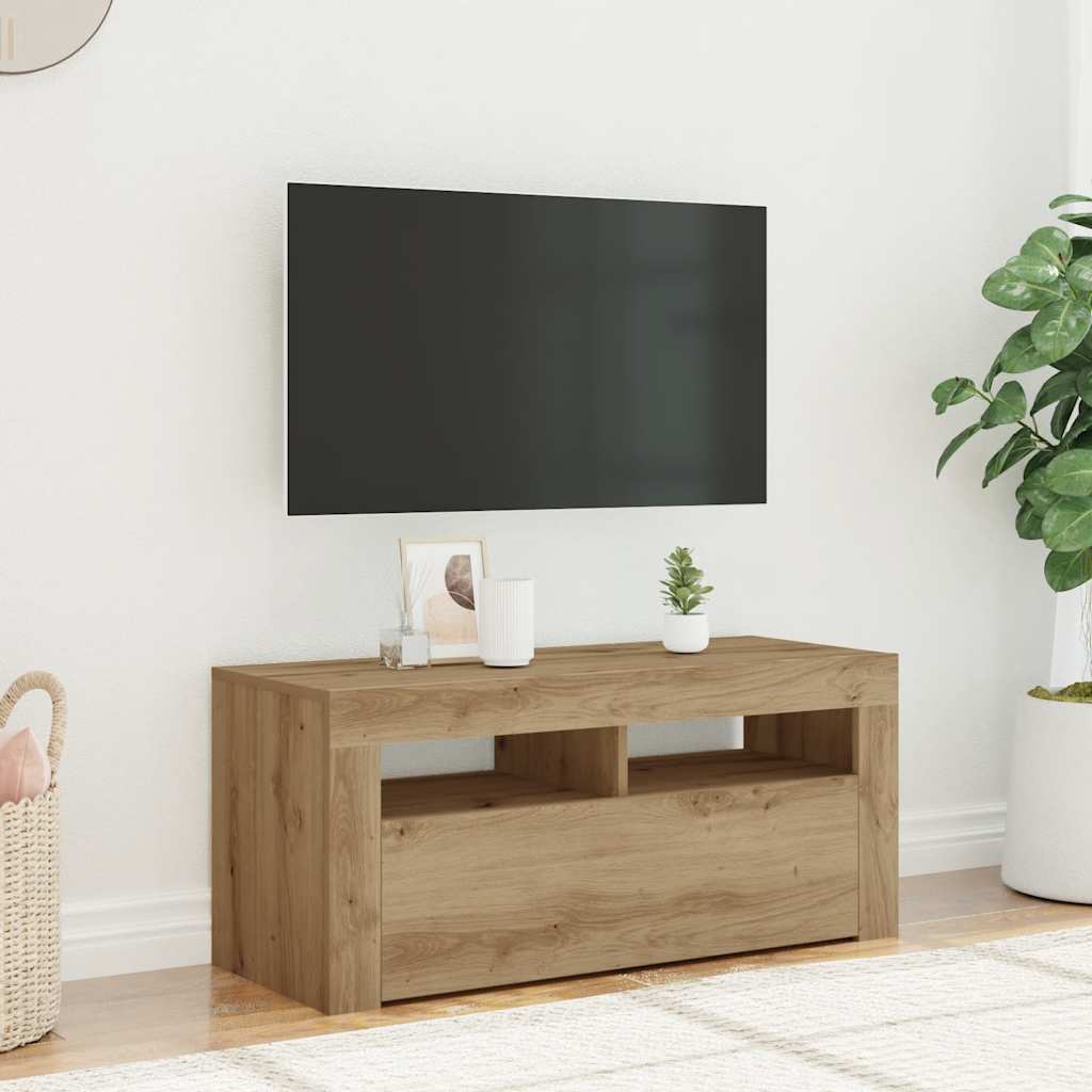 TV-Schrank mit LED-Leuchten Artisan-Eiche 90x35x40 cm