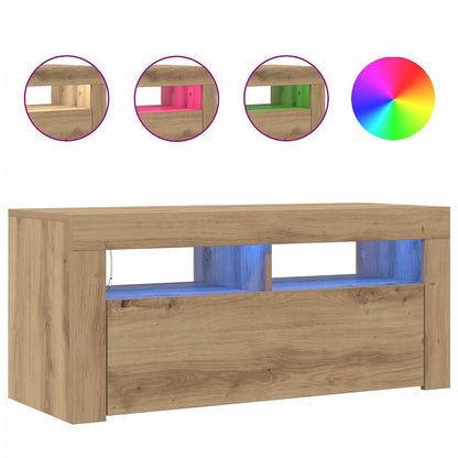 TV-Schrank mit LED-Leuchten Artisan-Eiche 90x35x40 cm