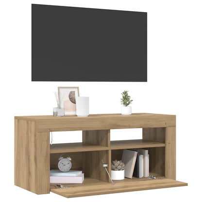 TV-Schrank mit LED-Leuchten Artisan-Eiche 90x35x40 cm