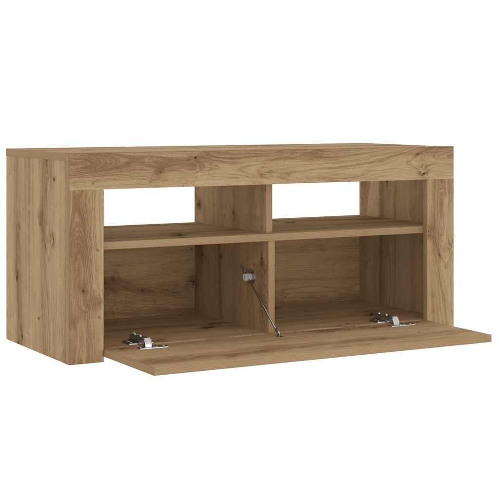 TV-Schrank mit LED-Leuchten Artisan-Eiche 90x35x40 cm