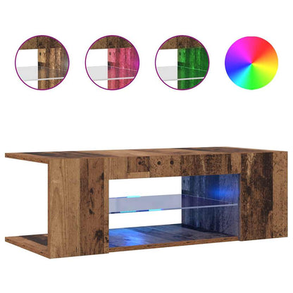 TV-Schrank mit LED-Leuchten Altholz-Optik 90x39x30 cm