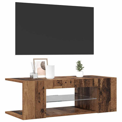 TV-Schrank mit LED-Leuchten Altholz-Optik 90x39x30 cm