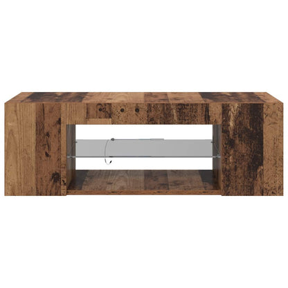 TV-Schrank mit LED-Leuchten Altholz-Optik 90x39x30 cm