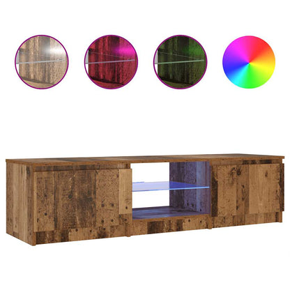 TV-Schrank mit LED-Leuchten Altholz-Optik 140x40x36 cm