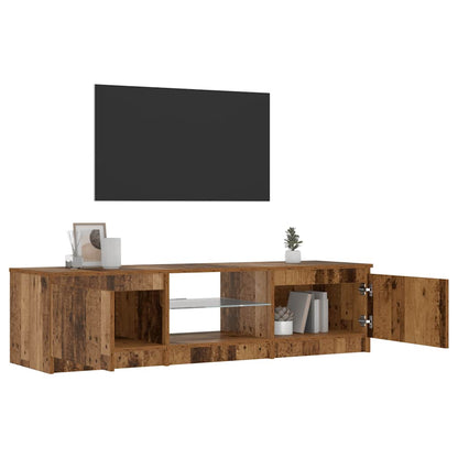 TV-Schrank mit LED-Leuchten Altholz-Optik 140x40x36 cm