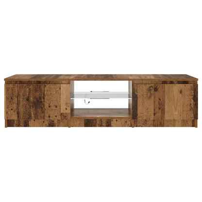 TV-Schrank mit LED-Leuchten Altholz-Optik 140x40x36 cm