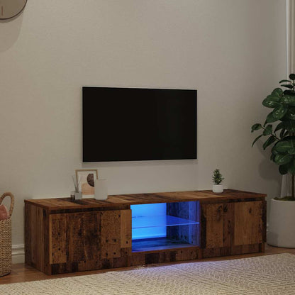 TV-Schrank mit LED-Leuchten Altholz-Optik 140x40x36 cm