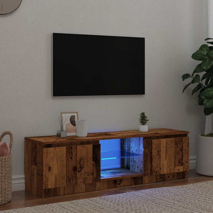 TV-Schrank mit LED-Leuchten Altholz-Optik 140x40x36 cm