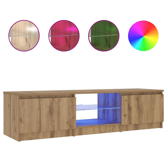 TV-Schrank mit LED-Leuchten Artisan-Eiche 140x40x36 cm