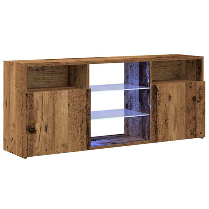 TV-Schrank mit LED-Leuchten Altholz-Optik 120x30x50 cm
