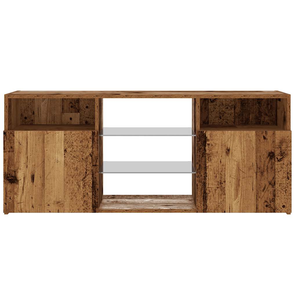 TV-Schrank mit LED-Leuchten Altholz-Optik 120x30x50 cm