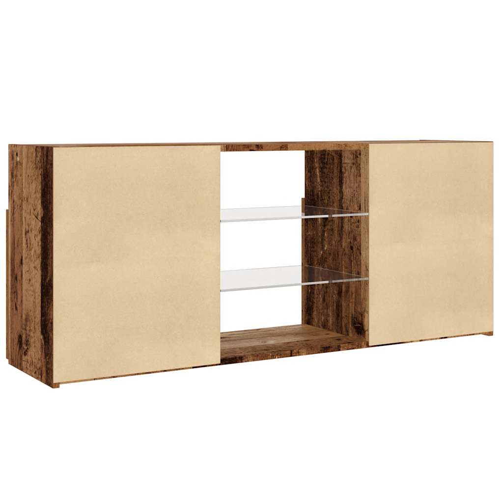 TV-Schrank mit LED-Leuchten Altholz-Optik 120x30x50 cm