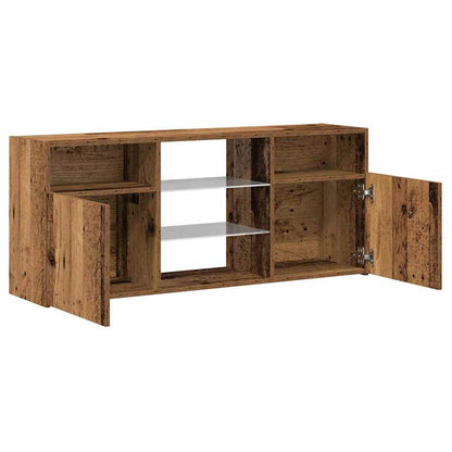 TV-Schrank mit LED-Leuchten Altholz-Optik 120x30x50 cm