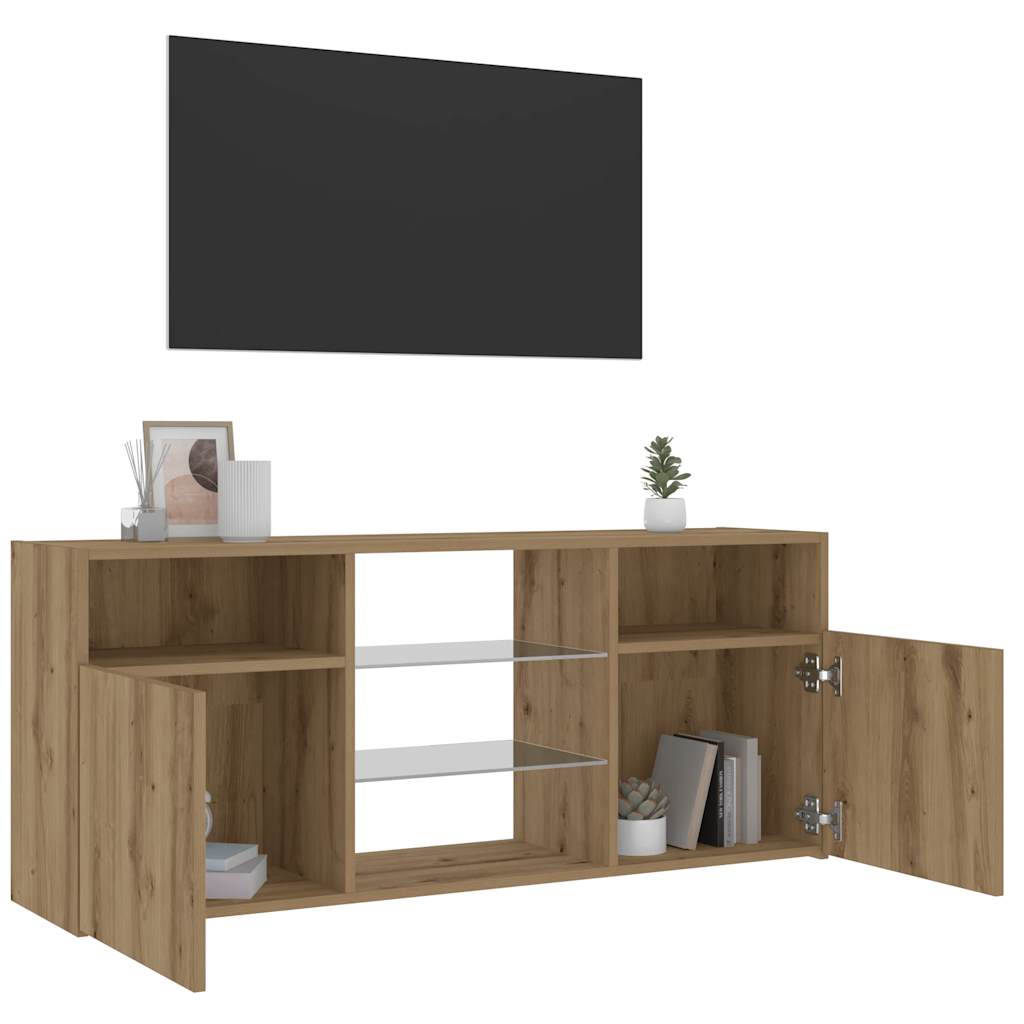 TV-Schrank mit LED-Leuchten Artisan-Eiche 120x30x50 cm