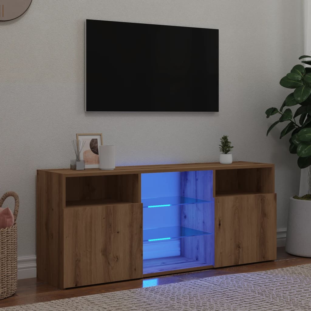 TV-Schrank mit LED-Leuchten Artisan-Eiche 120x30x50 cm