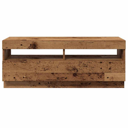 TV-Schrank mit LED-Leuchten Altholz-Optik 100x35x40 cm