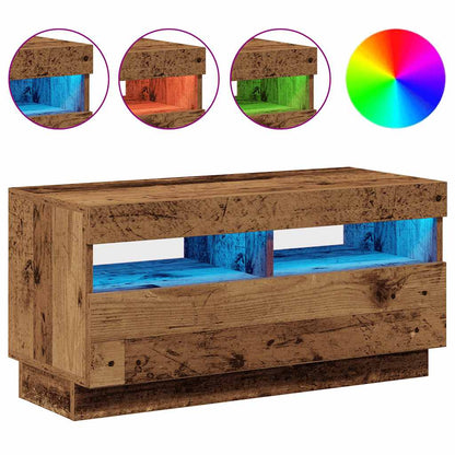 TV-Schrank mit LED-Leuchten Altholz-Optik 80x35x40 cm