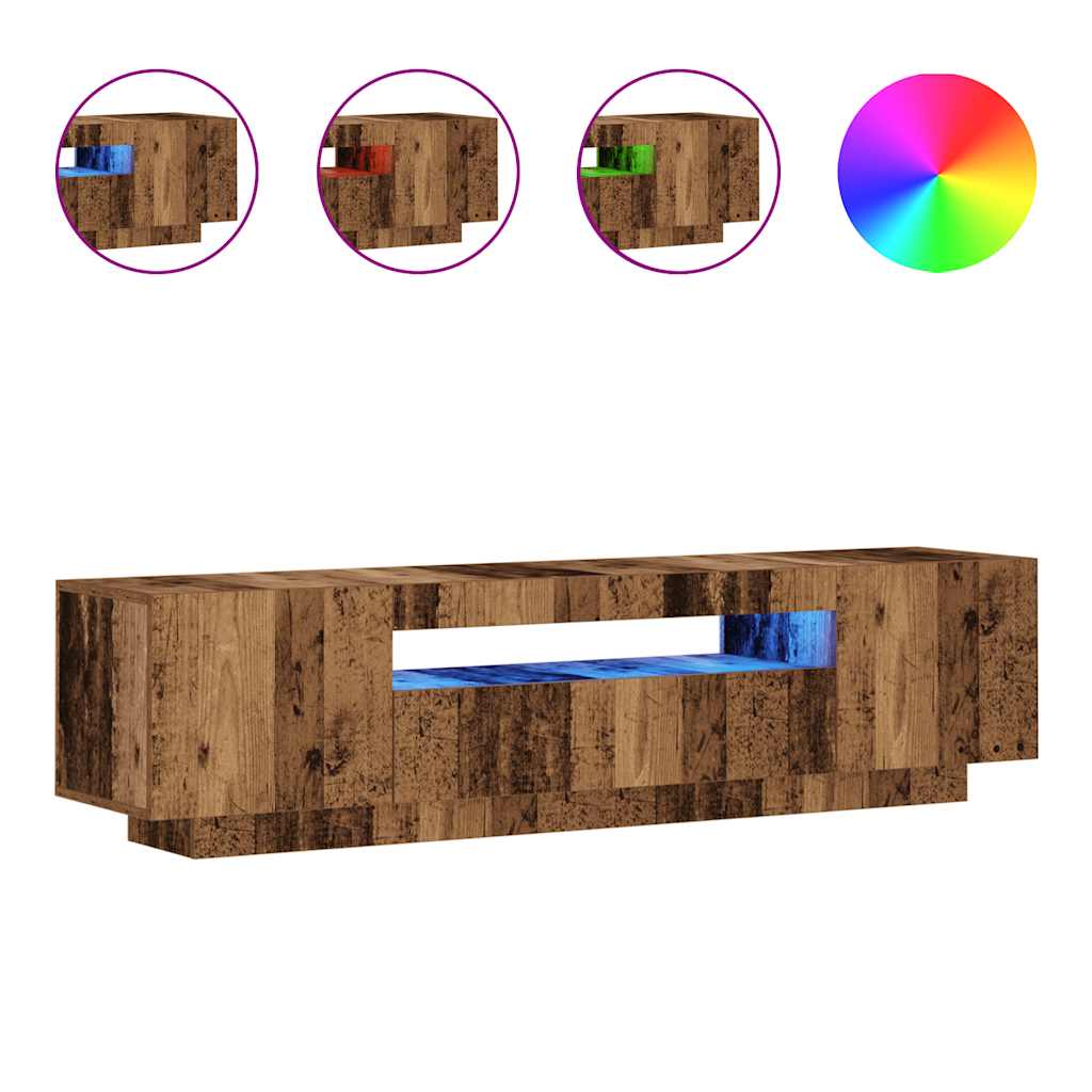 TV-Schrank mit LED-Leuchten Altholz-Optik 160x35x40 cm