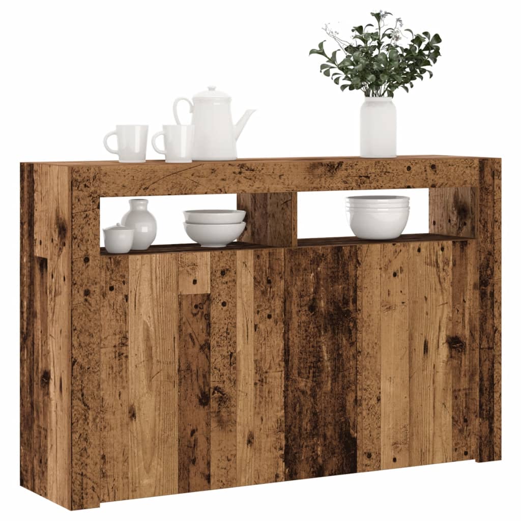 Sideboard mit LED-Leuchten Altholz-Optik 115,5x30x75 cm