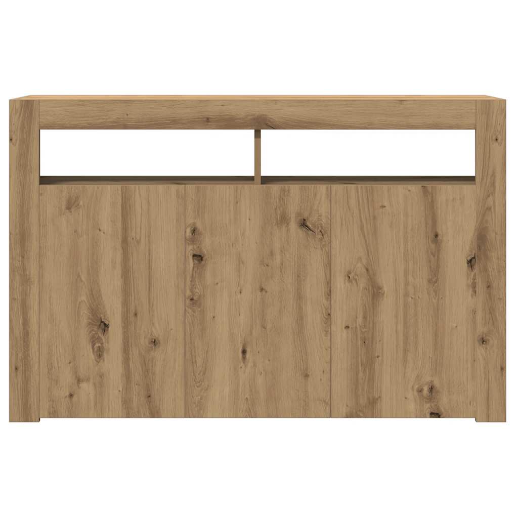 Sideboard mit LED-Leuchten Artisan-Eiche 115,5x30x75 cm