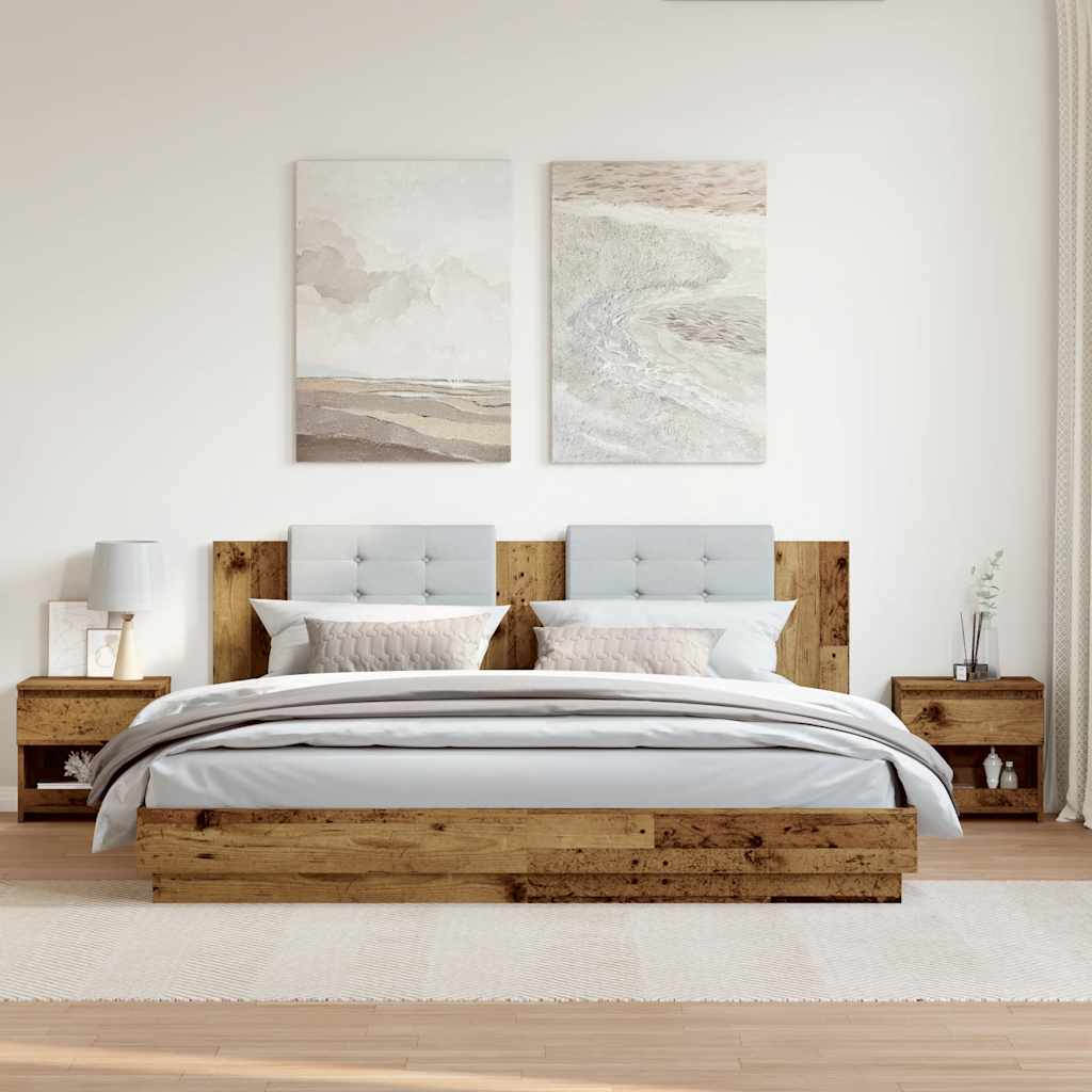 Nachttische 2 Stück Altholz 40x30x39 cm Holzwerkstoff