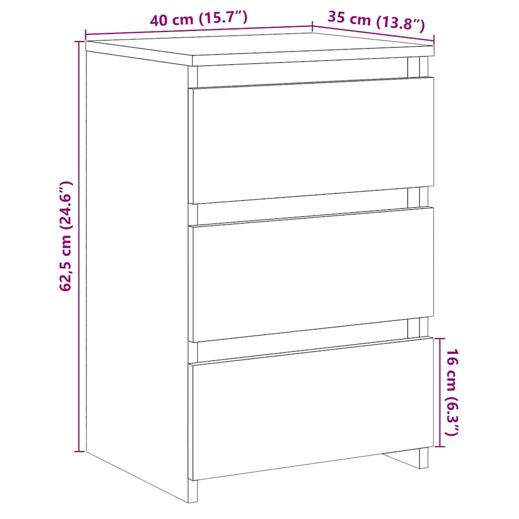 Nachttische 2 Stk. Altholz-Optik 40x35x62,5 cm Holzwerkstoff