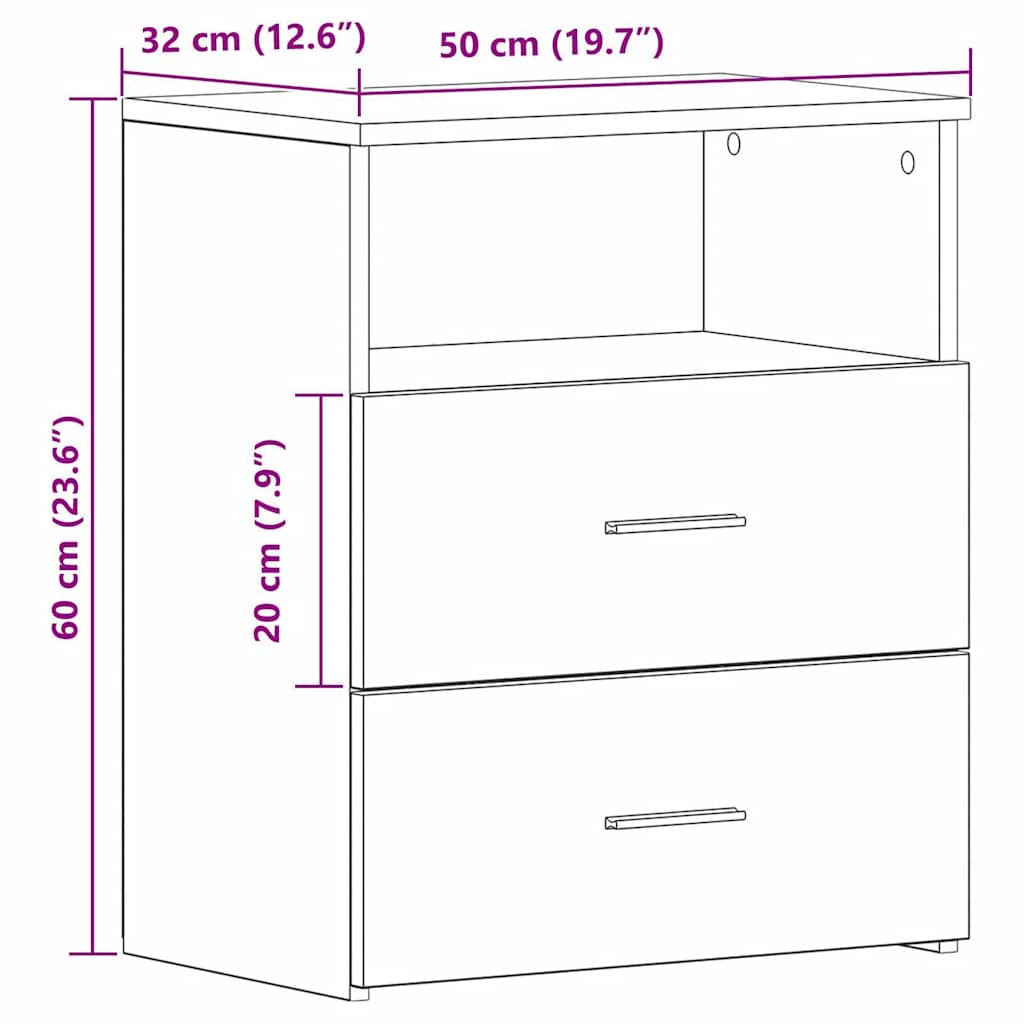 Nachttische 2 Stk. Artisan-Eiche 50x32x60 cm Holzwerkstoff
