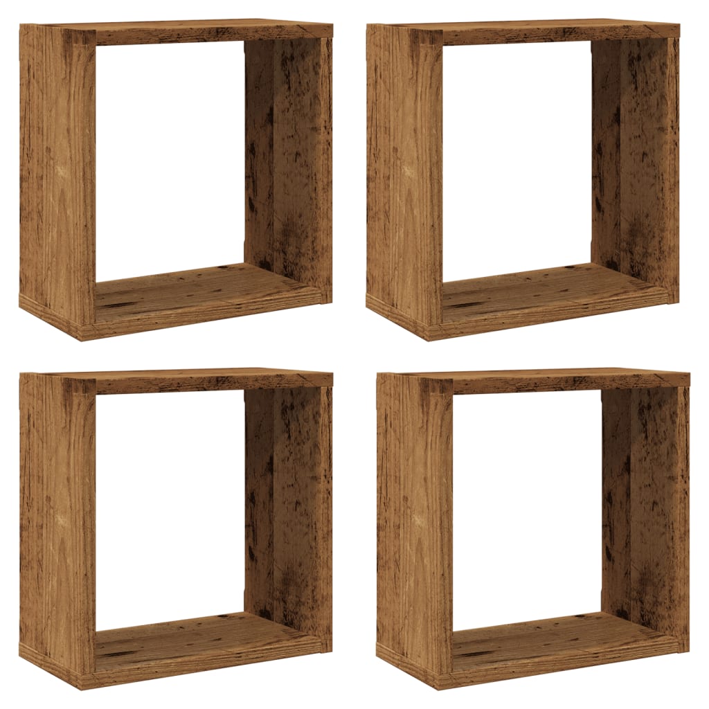 Würfel-Wandregale 4 Stk. Altholz-Optik 30x15x30 Holzwerkstoff