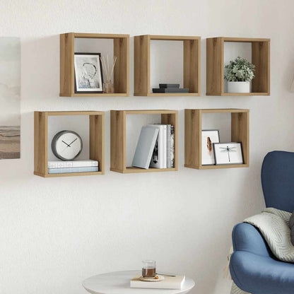 Würfel-Wandregale 6 Stk. Artisan-Eiche 30x15x30 Holzwerkstoff