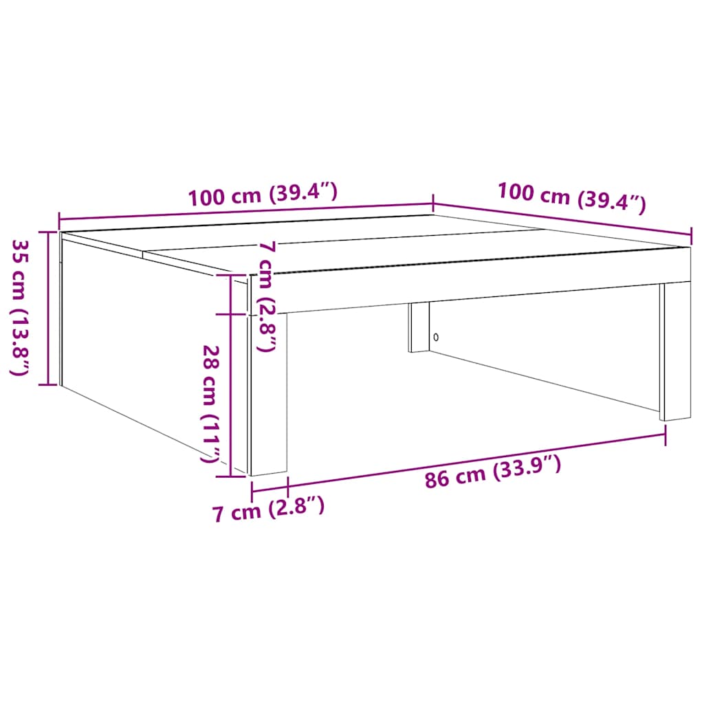 Couchtisch Artisan-Eiche 100x100x35 cm Holzwerkstoff