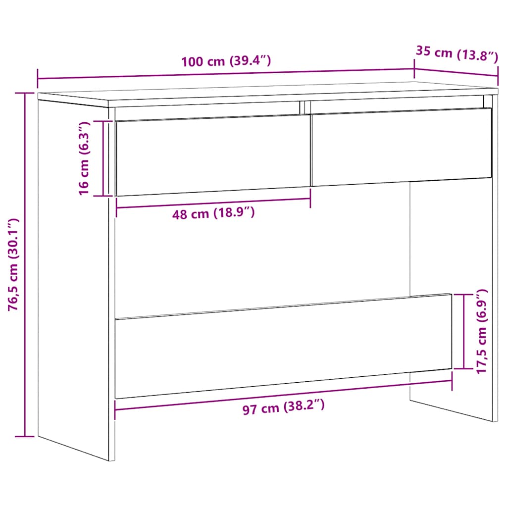 Konsolentisch Artisan-Eiche 100x35x76,5 cm Holzwerkstoff