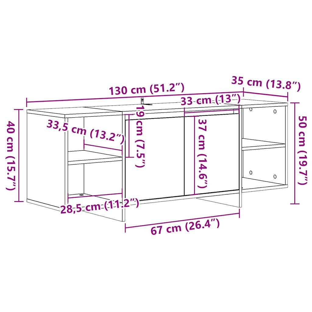 TV-Schrank Altholz-Optik 130x35x50 cm Holzwerkstoff