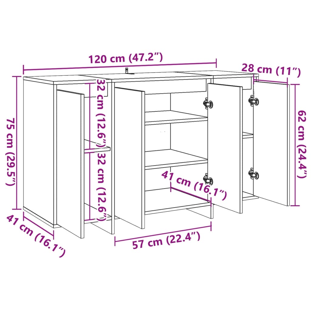 Sideboard Altholz-Optik 120x41x75 cm Holzwerkstoff