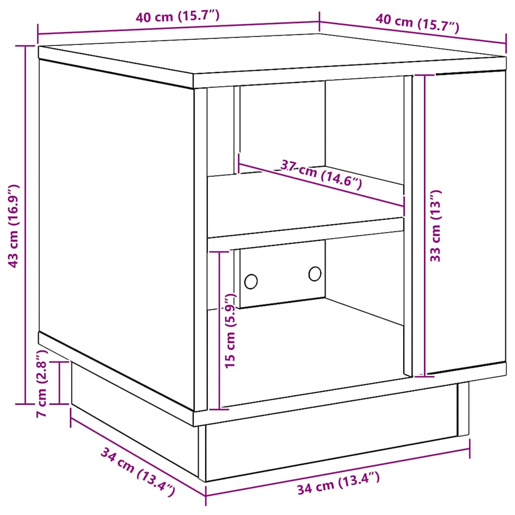 Couchtisch Artisan-Eiche 40x40x43 cm Holzwerkstoff