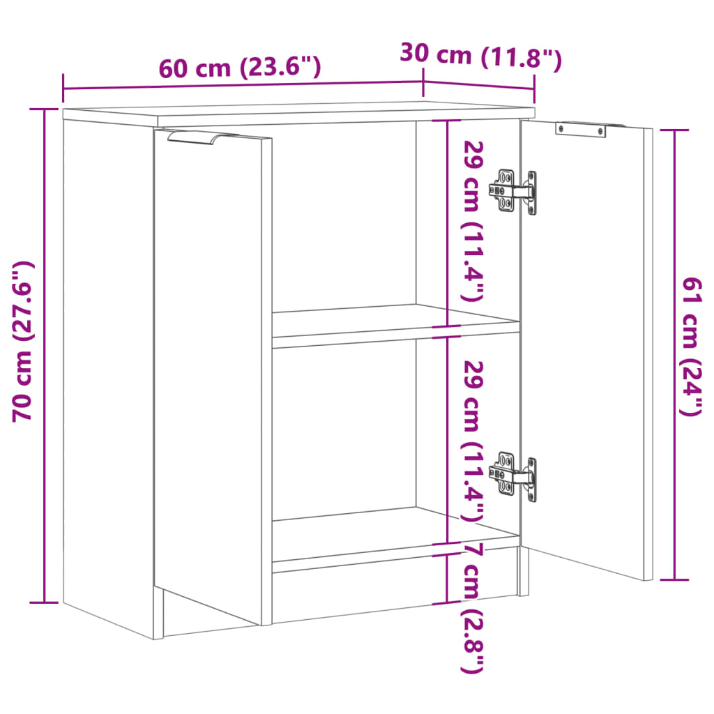 Sideboard Artisan-Eiche 60x30x70 cm Holzwerkstoff