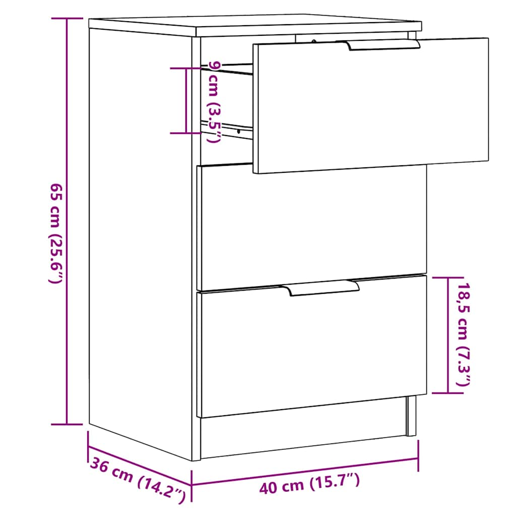 Nachttische 2 Stk. Artisan-Eiche 40x36x65 cm Holzwerkstoff