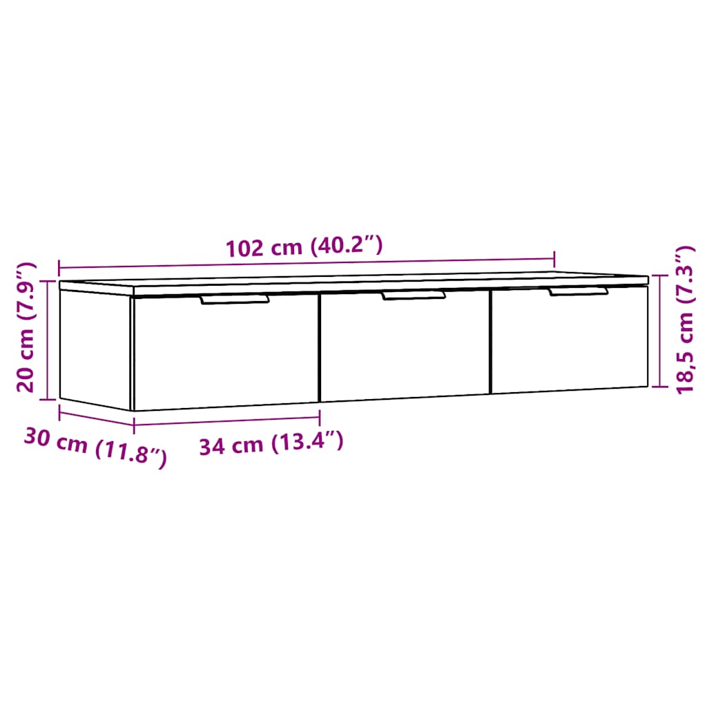 Wandschrank Altholz-Optik 102x30x20 cm Holzwerkstoff