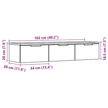 Wandschrank Altholz-Optik 102x30x20 cm Holzwerkstoff